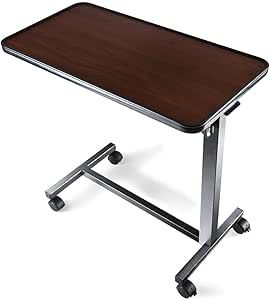 Adjustable Overbed Bedside Table with Wheels Bed…